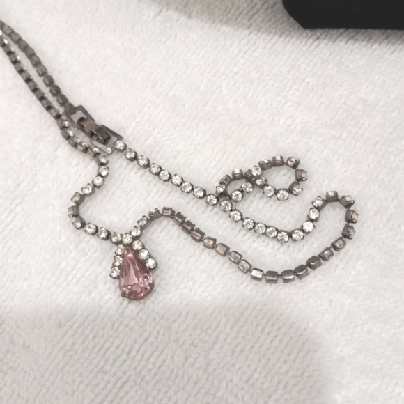 Vintage Pink Morganite & Rhinestones neckless - Picture 3 of 4